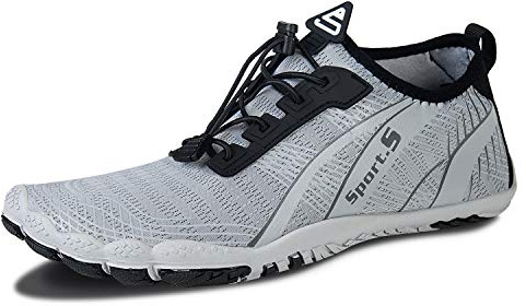 Barefoot Shoes Mens Women Water Shoes Trail Running Beach Water Trainers for Gym Swim Snorkeling Surfing(Grey, 6.5UK)