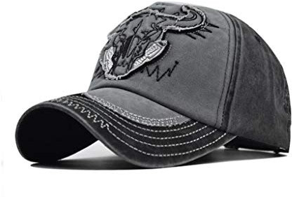 XibeiTrade Vintage Bull Stickerei Baseball Cap Herren Damen Baumwolle Outdoor Street Golf Hut Gr. M, Schwarz