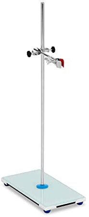 Steinberg Systems Laboratory Stand Retort Stand Ring Stand Set Glass Base Clamp + Boss Head 193mm SBS-LS-400 (Steel, Glass, Clamp Length 193mm, Rod 630mm, Base 30x15cm)