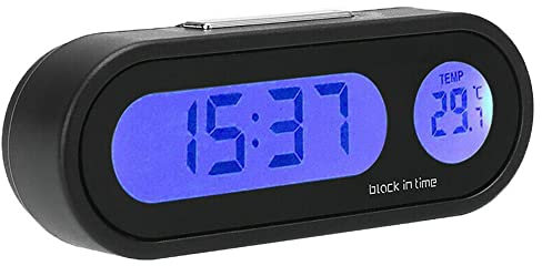 Riloer Reloj de temperatura digital LCD para coche con luz negra para coche, bicicleta, moto, camión