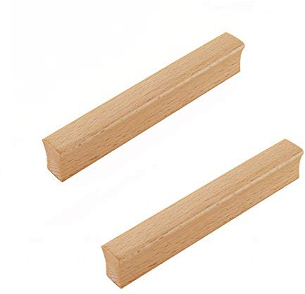 2 Stück Holz Möbelgriff Massiv Holzgriff Türgriff Hardware Griffe Beige Schrankgriff Schubladengriff für Tür Möbel Knöpfe Schubladen Schrank Kommoden,Dekoration(Hole distance:96mm)