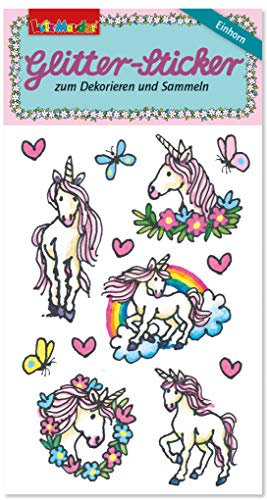 Lutz Mauder Glitzersticker * Regenbogen Einhorn * mit 13 Sticker als Mitgebsel für Kinder | 72314 | Unicorn Aufkleber zum Kindergeburtstag & Basteln