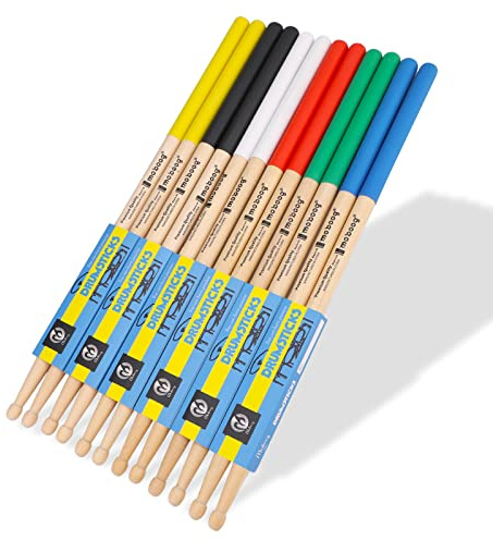 6 Pairs Drum Sticks 5A Non-slip Maple Drumsticks Drum Accessories Multi Color Wood Tip Drumstick for Students Adults Beginners and Kids