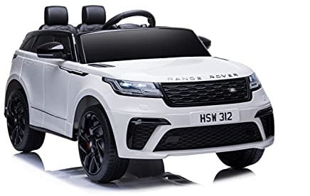 ES-TOYS Elektro Kinderauto Range Rover Velar - lizenziert - 12V7AH Akku,2 Motoren+ 2,4Ghz+Ledersitz+Eva (Weiß)