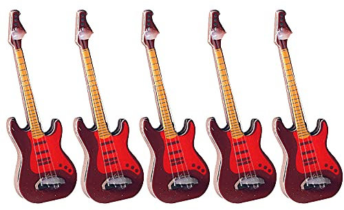 CENPEK Handarbeit, 1:12 Puppenhaus-Miniatur-Musikinstrument, E-Gitarre für Puppenhaus-Möbel, Mini-Miniaturinstrument, klassisches Zubehör, 5 Stück