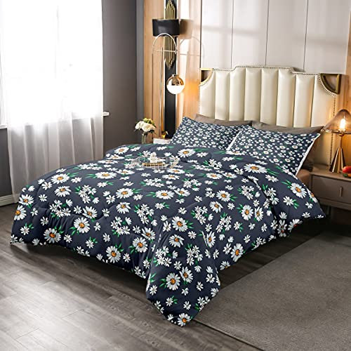 Loussiesd Gänseblümchen Bettdecke 135x200cm für Mädchen Jungen Kinder Kinder Botanisch Blumen Bedruckt 4-Jahreszeiten Bettdecke Dekorative Blüten Blumen Muster Steppbett Gartenpflanzen Design 2St