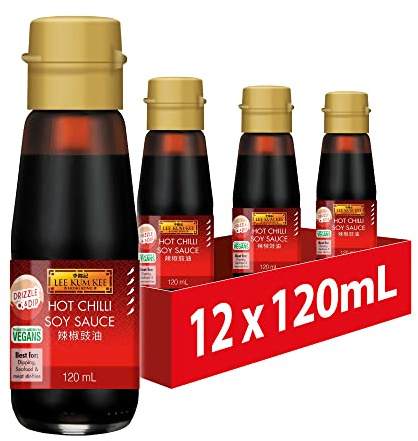 Lee Kum Kee Hot Chilli Soy Sauce, Drizzle & Dip, Vegan, 120 ml (Pack of 12)