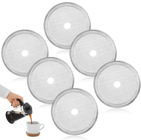 6 Pack Stainless Steel Reusable Mesh Filters - 4 Inch / 1000ml / 34oz for Cafetiere - 12 OZ/ 350 ml