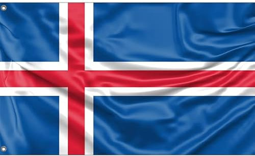 Flagge von Island | Einzigartiger Designdruck | Hergestellt in der EU (90 x 150 cm)