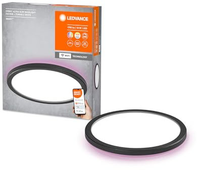LEDVANCE SMART+ ORBIS WiFi-Panelleuchte, schwarz, 19W, 1790lm, 235mm, regulierbares Weißlicht (2700K-6500K), Rahmen mit RGB-Farblicht, dimmbar, steuerbar per App, kompatibel mit Amazon, Google und Co.