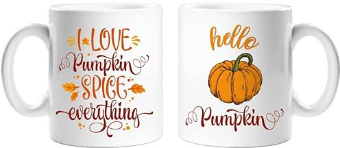 Hello Pumpkin Cup Spooky Halloween Gifts Spider Web Pumpkin Spice Happy Halloween Premium Ceramic Tea Coffee Mug 11 OZ Theme Season Trick or Treat Autumn Fall Decor Kitchenware