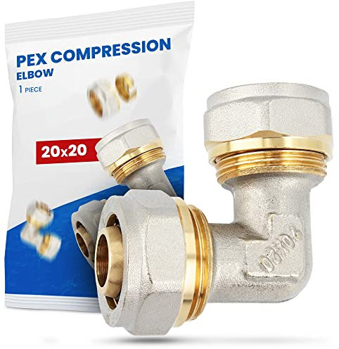 Winkelverbinder PEX-AL-PEX Schraubfitting Klemmverschraubungen Aluverbundrohr Sanitär-Heizungssystem 20 x 20 | Messing Schraub-Kupplung Übergang Winkel 90° Verbundrohrsystem