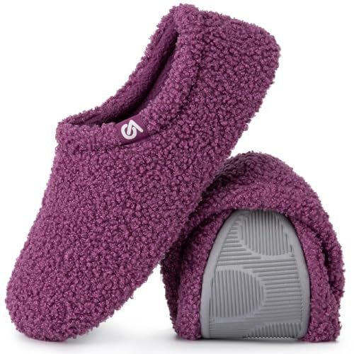 VeraCosy Damen Memory Foam Plüsch Hausschuhe Antirutsch Pantoffeln Mit Polarvlies-Futter, 38/39 EU, Violett