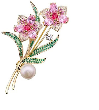 LUCBEI Pins Elegante und schöne Orchideen-Brosche High-End-Luxus-Blumen-Pin-Anzug-Mantel-Kragen-Dekoration Frauenbrosche