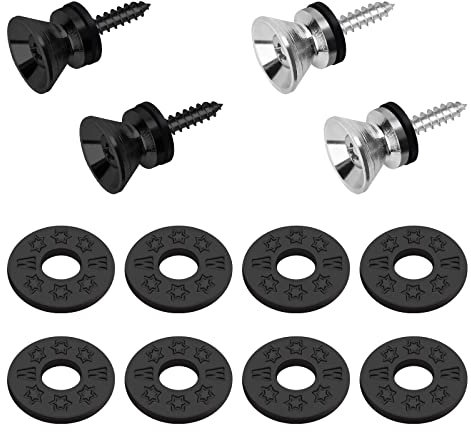 Gitarrengurt Schlösser, 8Stk Gummi Gitarren Gurt Blöcke mit 4StkGitarrengurt Knöpfe, Blocks Gitarrenschutz Und Gitarrengurt Nägel Gurt Knöpfe Schwanz Pins Gitarrengurt Schnallen, für Alle Gitarre
