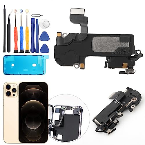 Hörmuschel Lautsprecher für iPhone 12 Pro Max Ohrlautsprecher Ersatz für iPhone 12 Pro Max Lautsprecher Ersatz Licht Näherungssensor Flexkabel Kopfhörer Lautsprecher Montage mit Werkzeugen