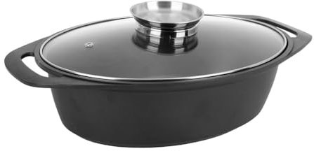 Sitram 715108 - Olla de hierro fundido de aluminio, 4,1 litros, color negro, tapa de cristal, todas las fuentes de calor, incluida la inducción, ideal para comidas de 4 personas