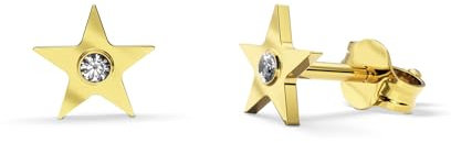 TIABELLE – Ohrstecker STELLA aus Titan mit funkelnden Swarovski® Zirconias – Goldfarbene Stern Ohrringe für Damen – allergenfrei & hautverträglich – Handmade in Germany (MINI | 6mm ø)