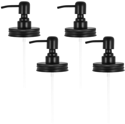 4pcs Mason Jar Seifenspender Deckel mit Pumpen 304 Edelstahl -Lotion -Spender Deckel mit Leckdosiger Pumpenpumpendeckel rostbezogene Handseifepumpendeckel für Masongläser xiangbaoshang(schwarz)