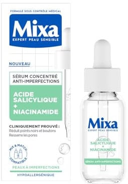 Mixa - Sérum Concentré Anti-Imperfections - Pour peaux à imperfections - Enrichi en Acide Salicylique et Niacinamide - 30 ml