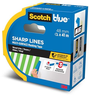 Scotch Blue Sharp Lines Ruban de masquage 48 mm x 41 m, 1 rouleau/paquet, PEFC Controlled Sources SGSCH-PEFC-COC-110078