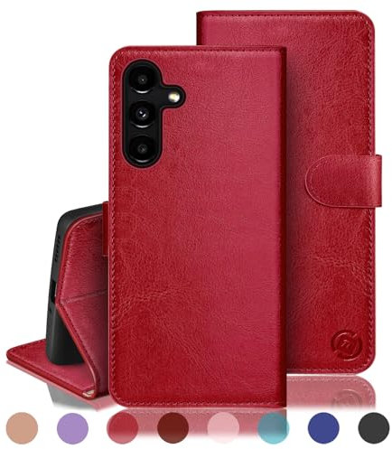 RingPi für Samsung Galaxy A54 5G Handy Hülle PU Leder[RFID Schutz] Handyhülle Lederhülle Klapphülle Kartenfach Stoßfeste Schutzhülle Leather Flip Cover für Samsung A54 Wallet Phone Case,Rot