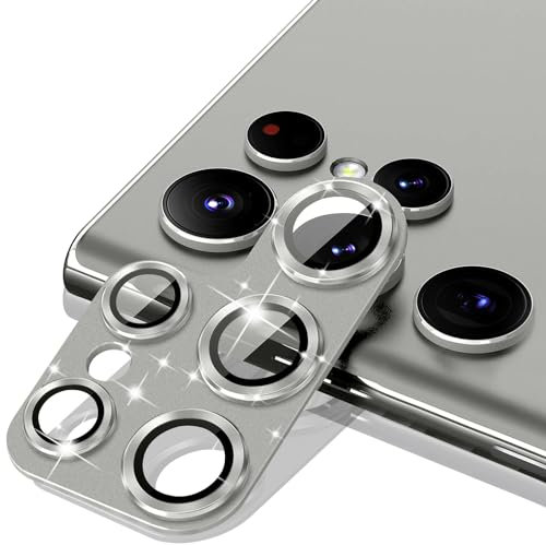 MiKoyi Caméra Arrière Protecteur pour Samsung Galaxy S24 Ultra, Protection Lentille Aluminium Verre Trempé Haute Définition Protecteurs D’Objectif pour Samsung Galaxy S24 Ultra, Gris