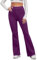 Yogahose Damen Lang High Waist Schlaghose Bootcut Leggings Freizeithose Blickdicht Flared Sportleggings Elastisch Fitness Sporthose Bootleg Laufhose Yoga Pants Weites Bein Jazzpants (V-Lila, L)
