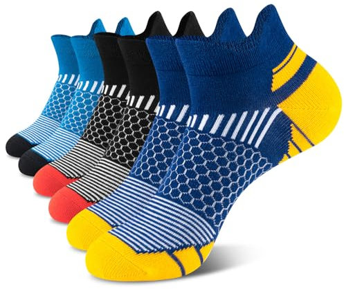 Niofind Mens Trainer Socks, Ankle Cushioned Running Socks, Cotton Low Cut Breathable Anti-Blister Sock for Sports Hiking Cycling Walking Multipack 6 Pairs