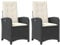 vidaXL Gartensessel mit Kissen 2 STK., Gartenstuhl mit Verstellbarer Rückenlehne, Liegestuhl mit Stahlrahmen, Sessel Stuhl Relaxsessel, Schwarz Poly Rattan