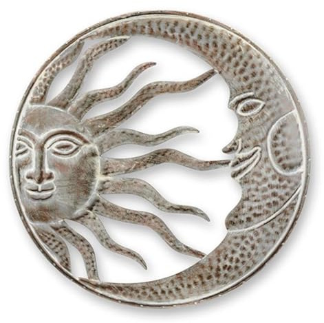 JS Garten Deko Wanddekoration Metall Sonne und Mond Durchmesser 54 cm Wanddeko Metallbild Wandbild Wandkunst