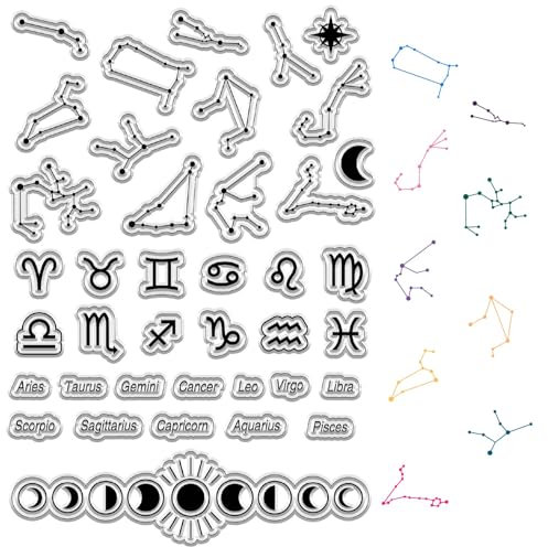 craspire Sternbild-Stempel, Mondphase, Wiederverwendbar, Hintergrund, Poststempel, Transparente Silikon-Stempelsiegel Für Journaling, Kartenherstellung, Dekor, DIY, Scrapbooking, Zubehör, Filmrahmen