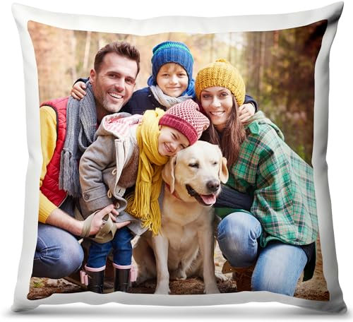 Custom Cushion Cover with High Resolution Photo Print, 40x40 cm - Soft Plush Personalised Pillow Cover - Vibrant, Any Occasion Customised Valentines Gift for Him & Her - Cushion Not Included