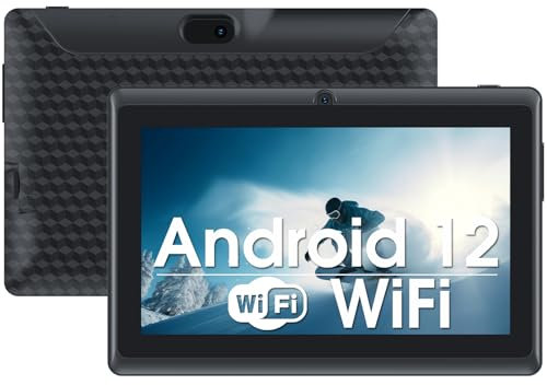 Tablet Android 12, tablet da 7 pollici, processore quad-core, memoria da 32 GB, RAM da 4 GB, doppia fotocamera da 2 MP+5 MP, schermo HD 1024 x 600 IPS, espansione da 512 GB, WiFi 6, Bluetooth,