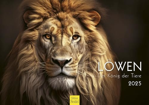 Edition Seidel Premium Kalender Löwen Der König der Tiere 2025 Format DIN A3 Wandkalender Tierkalender Afrika Wildtier Raubtier Katze Löwe Großkatze Tiger Gepard