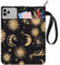CRASPIRE Housse de Protection pour Livre de Soleil, Lune, Étoiles, Couverture de Livre en Tissu Lavable avec Fermeture Éclair et Poche Supplémentaire pour les Amateurs de Livres, Camarades de Classe