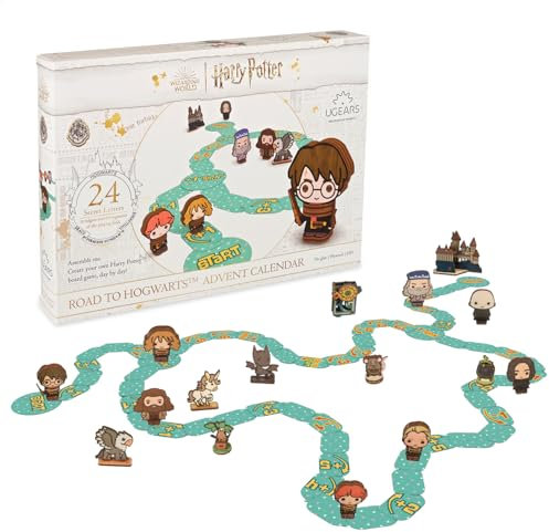 UGEARS Road to Hogwarts Adventskalender 2025 – Harry Potter Modellbausatz 3D-Puzzles für Erwachsene mit 16 Figuren, 60 Spielfeldteilen, 24 geheimen Umschlägen – Weihnachtsgeschenkmodelle 8 Jahren