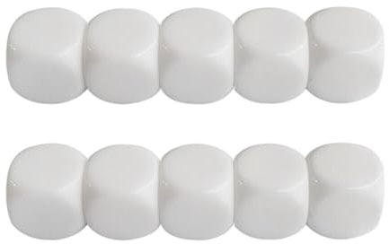Vdaxvme 10 Stücke Leere Weiße Würfel Würfel Sechsseitige Würfel Mit Runden Ecken 16 MM Acryl Würfel Für Klassenzimmer Brettspiel Aufkleber