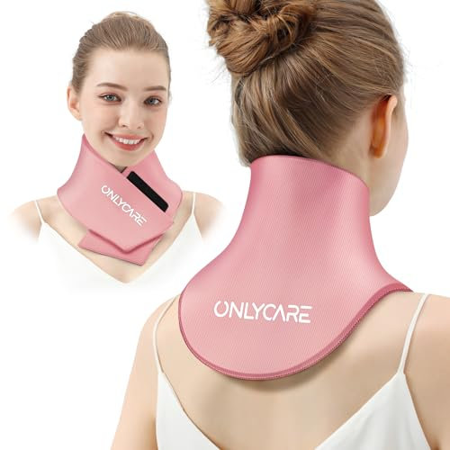 ONLYCARE Neck Ice Pack Pain Relief - Upgraded Gel Shoulder Ice Packs for Sports Injuries, Reusable Heat and Cold Compress Pad, Neck Cool for Swelling, Office Pressure (Pink)