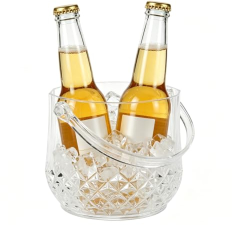 Seau à glace en acrylique, seau à champagne, matériau acrylique | Seau à glace transparent portable, 1,2 L, idéal pour le vin et les cocktails, 12 x 12 x 12,5 cm