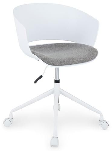 IDIMEX Drehstuhl DAGMA mit Rollen in weiß - Bürostühl höhenverstellbar mit Sitzpolster und Rollen – Modernes Design für Home-Office und Büro