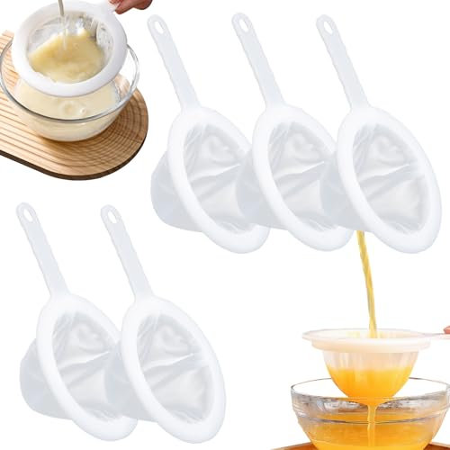 5 Stück Passiersieb, Likörfilter Feines Sieb Plastik mit Griff Haarsieb Küche Plastiksieb Feinsieb Sieb Fein für Filterung von Saft Milch Kaffee Wein