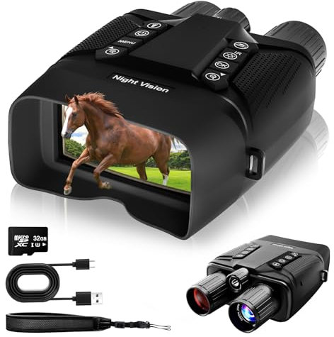 Nachtsichtbrille – 4K-Nachtsicht-Fernglas für Erwachsene – 40 MP 8-facher Digitalzoom, 7,6 cm großer Bildschirm, Tasten mit Hintergrundbeleuchtung, 5000 mAh Akku, 1968 m, Infrarot-Fernglas für