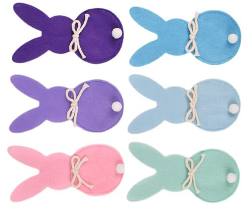 Ywmsfl Bestecktaschen aus empfindlichem Stoff, Motiv: Ostern, Kaninchen, Kaninchen, Geschirr, Tasche für Frühlingstischdekoration, 6 Stück