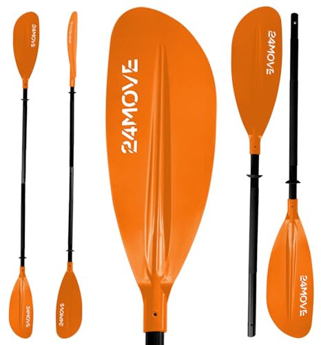 24MOVE® Doppelpaddel LAGO Paddel 220cm Kanupaddel Aluminium, Stand-Up Paddling, Paddel für Kajak, Schlauchboot, verstellbar, Koralle