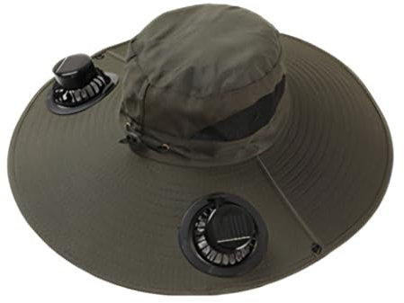 TEEKU Fan Hat Wide Brim Outdoor Sun With 2 Fishing Removable USB Charging Clam Ice (B, One Size)