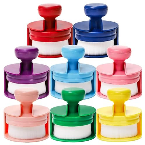 NOUVARis 8 Colors Flat Top-Ink Blending Brushes, Craft Ink Blender Brushes Set, Round Ink Blending Tools with Soft Bristle