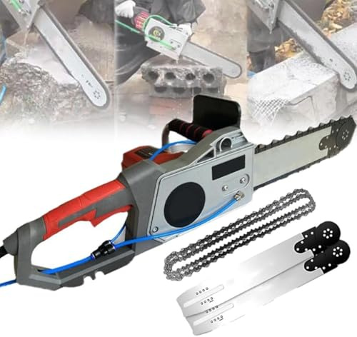 GJBMXSM Tronçonneuse électrique pour Béton,Coupe-Mur en Béton,Tronçonneuse Puissante avec Deux Chaînes/Guide-Chaîne,pour Béton Armé,Murs en Briques Rouges Et Murs en Béton,CuttingDepth35cm