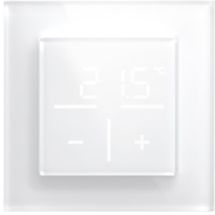 Homematic IP Glas-Wandthermostat mit 1-Fach Glasrahmen, weiß, Smart Home, misst Temperatur + Luftfeuchtigkeit, digitales Thermostat Heizkörper/Fußbodenheizung mit App, Alexa, Google Assistant