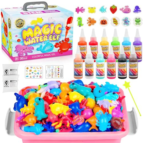 Bukbas Magic Water Elf Gel Spielzeug, DIY Aqua Gelz Colossal Set, enthalten 12 Flaschen Farbgel & 12 Formen, Aqua Gelz Set Toys, Geburtstag, Weihnachten, Ostern, Geschenk für 6-12 Jungen Mädchen